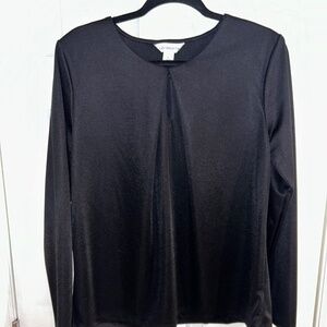 Liz Claiborne Black Key Hole Long Sleeve Blouse Size Large
